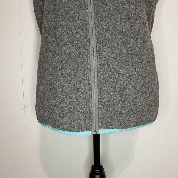 COLUMBIA Women’s Medium Gray Full  Zip PFG Fleece Vest Aqua Trim Pockets EUC - Picture 4 of 8